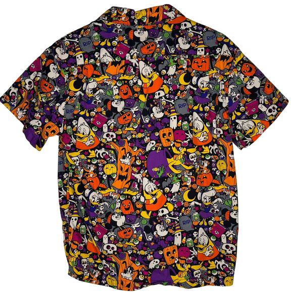 Disney Halloween Button Down Shirt Small Mickey Minnie Donald Daisy Goofy - Picture 6 of 9